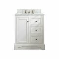 James Martin Vanities De Soto 30in Single Vanity, Bright White w/ 3 CM Ethereal Noctis Quartz Top 825-V30-BW-3ENC